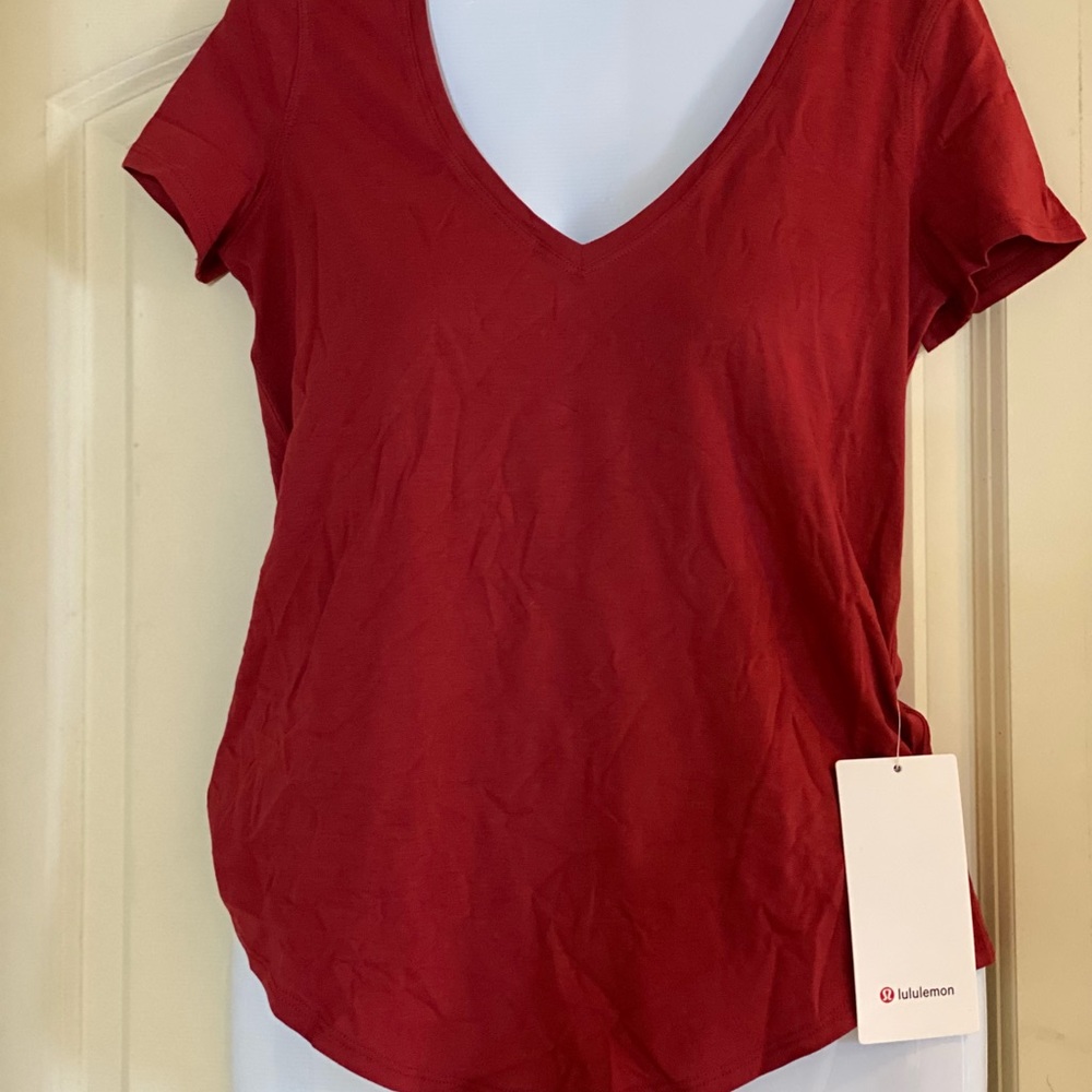 lululemon Athletica Red V-Neck Love Tee